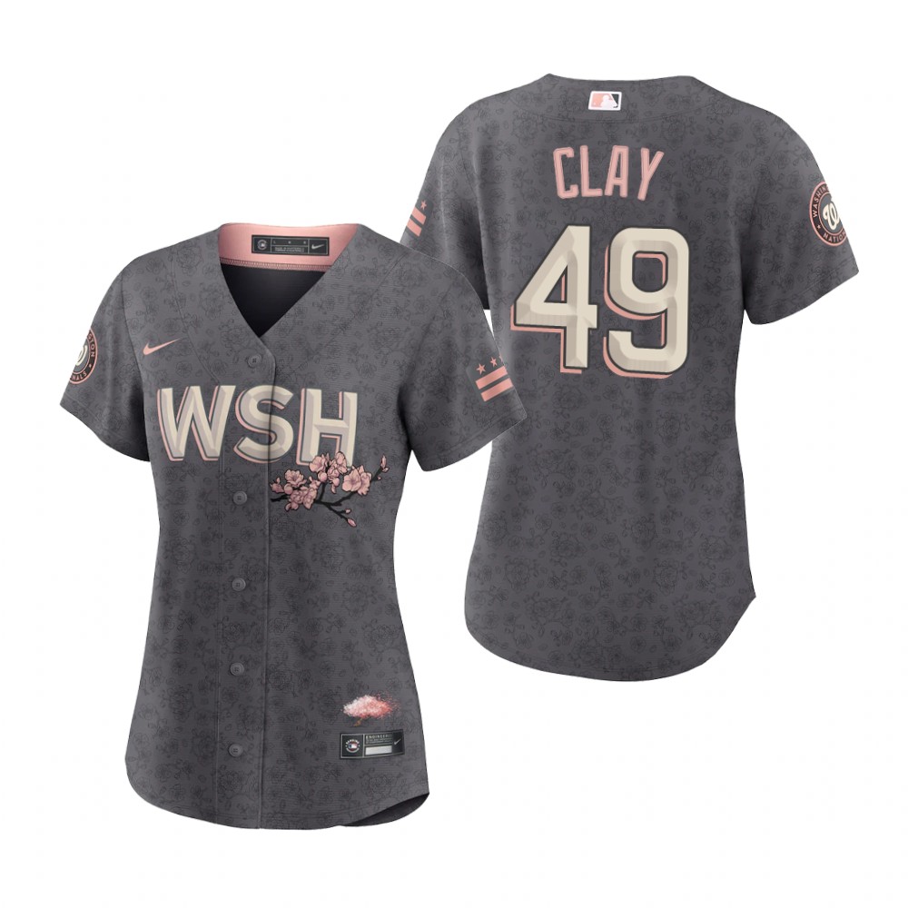 Washington Nationals #49 Sam Clay Women's Nike Gray 2022 City Connect Replica Jersey