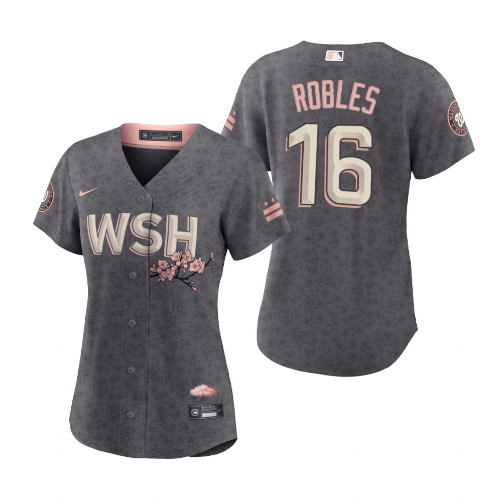 Washington Nationals #16 Victor Robles Women's Nike Gray 2022 City Connect Replica Jersey