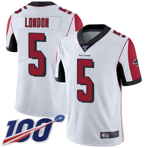 Nike Falcons #5 Drake London White Stitched Women's NFL 100th Season Vapor Untouchable Limited Jersey