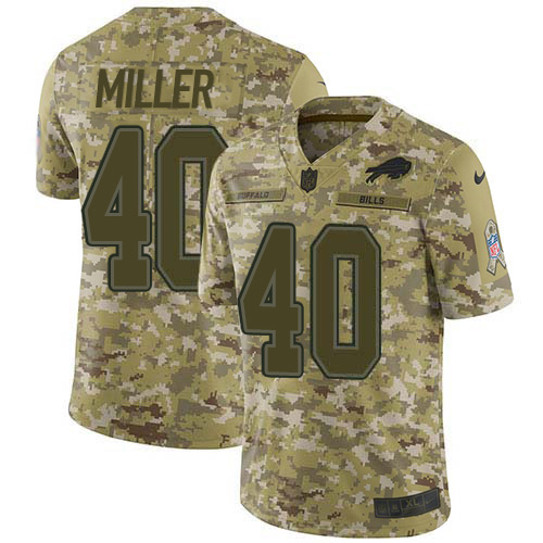 Nike Bills #40 Von Miller Camo Youth Stitched NFL Limited 2018 Salute To Service Jersey