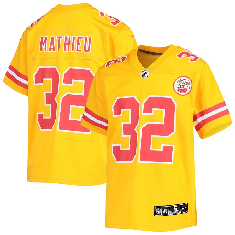 Kansas City Chiefs #32 Tyrann Mathieu Nike Youth Gold Inverted Team Game Jersey