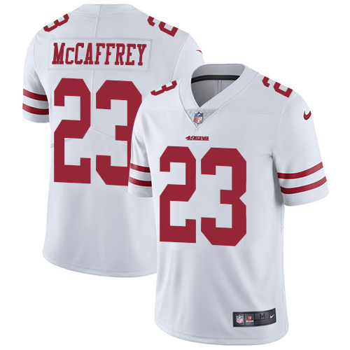 Nike 49ers #23 Christian McCaffrey White Youth Stitched NFL Vapor Untouchable Limited Jersey