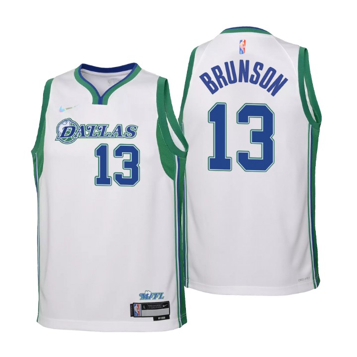 Dallas Maverickss #13 Jalen Brunson Youth Nike White 2021/22 Swingman Jersey - City Edition