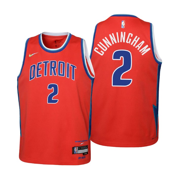 Detroit Pistons #2 Cade Cunningham Youth Nike Red 2021/22 Swingman Jersey - City Edition