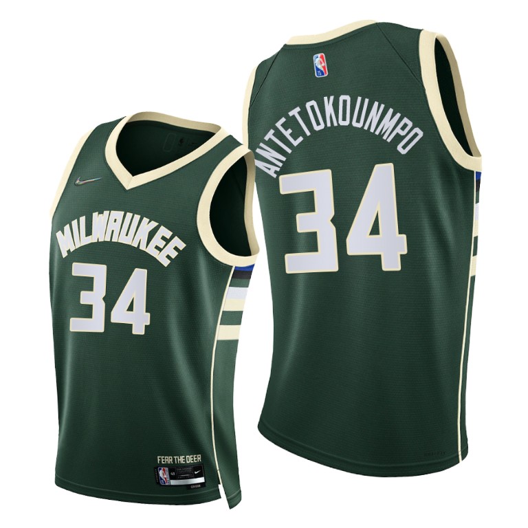 Nike Bucks #34 Giannis Antetokounmpo Youth 2021-22 75th Diamond Anniversary NBA Jersey Green