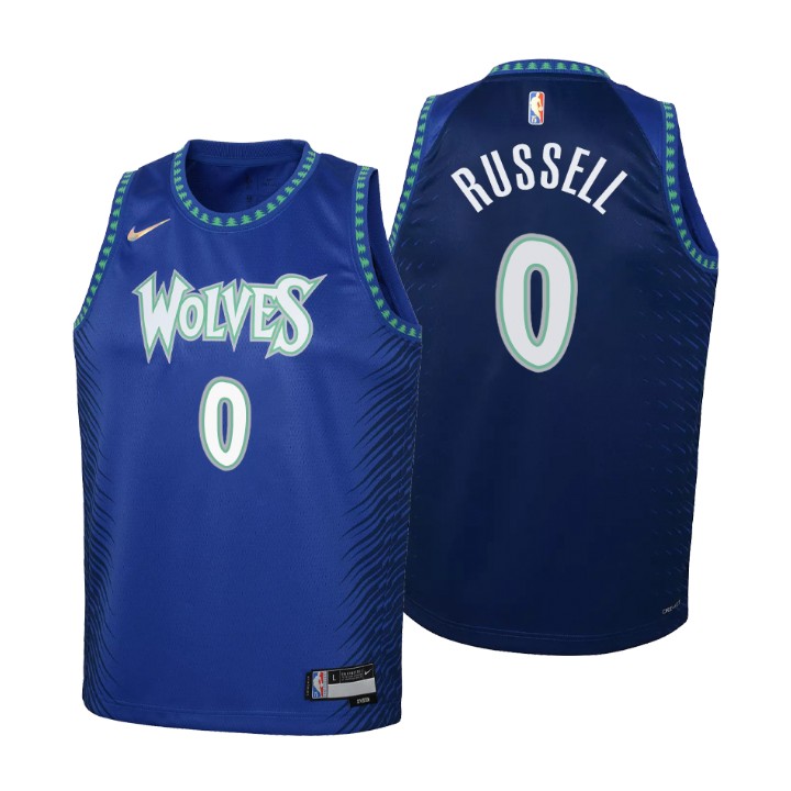 Minnesota Timberwolves #0 D'Angelo Russell Youth Nike Blue 2021/22 Swingman Jersey - City Edition