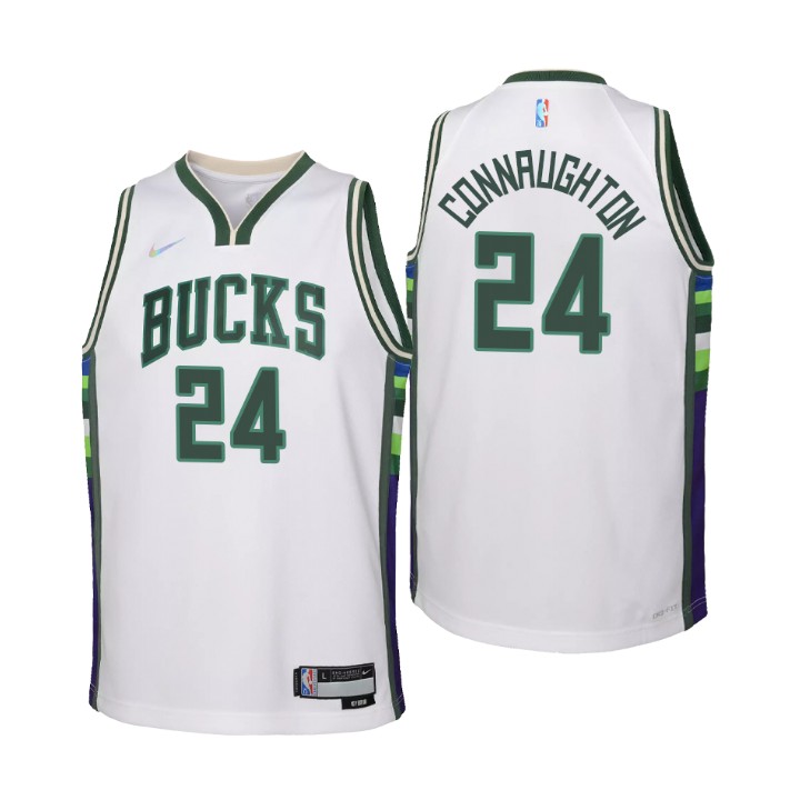 Milwaukee Bucks #24 Pat Connaughton Youth Nike White 2021/22 Swingman Jersey - City Edition