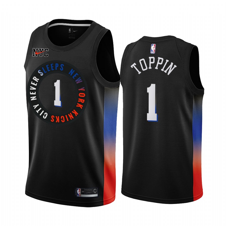 Nike Knicks #1 Obi Toppin Black Youth NBA Swingman 2020-21 City Edition Jersey