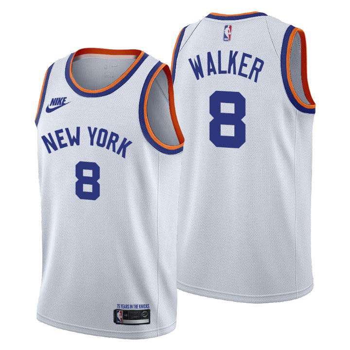 New York Knicks #8 Kemba Walker Youth Nike Releases Classic Edition NBA 75th Anniversary Jersey White