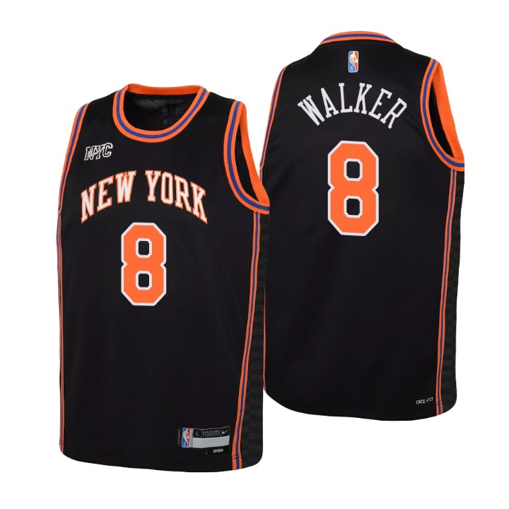 New York Knicks #8 Kemba Walker Youth Nike Black 2021/22 Swingman Jersey - City Edition