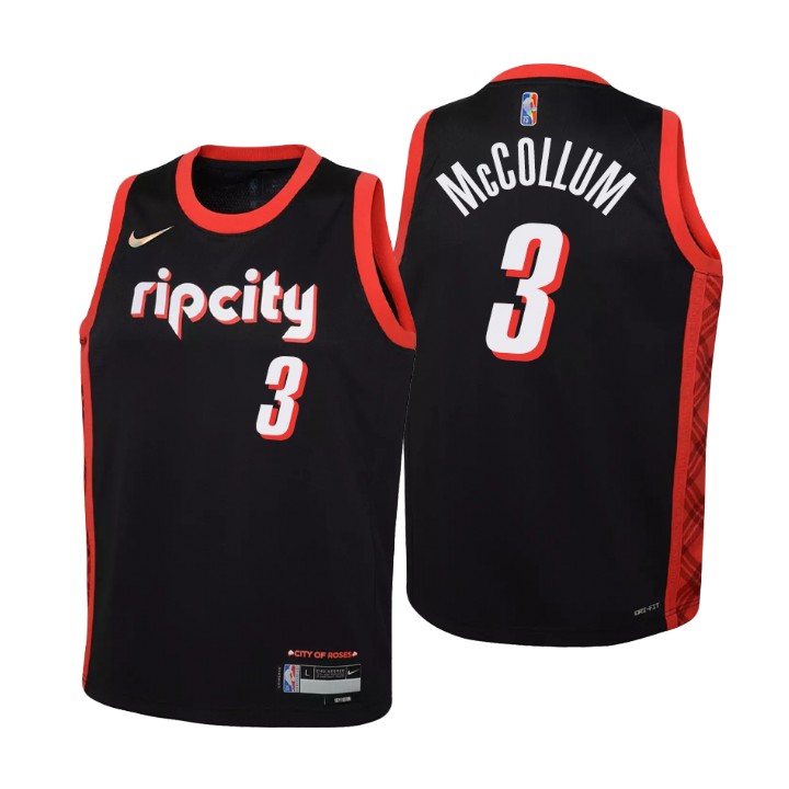 Portland Trail Blazers #3 C.J. McCollum Youth Nike Black 2021/22 Swingman Jersey - City Edition