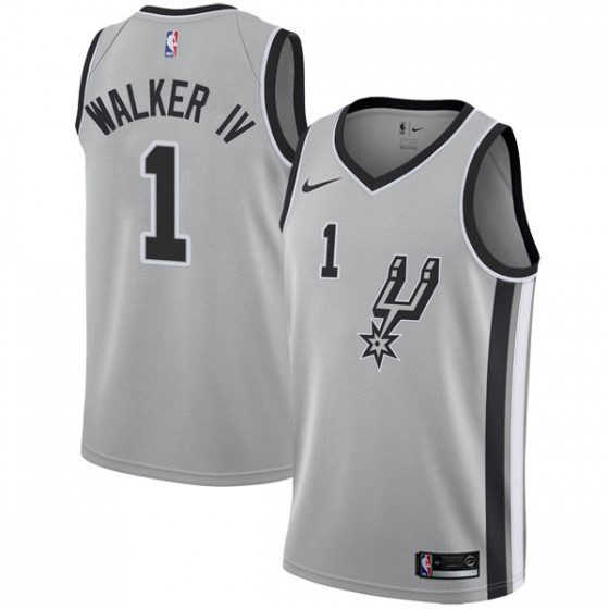 Nike Spurs #1 Lonnie Walker IV Silver Youth NBA Swingman Statement Edition Jersey