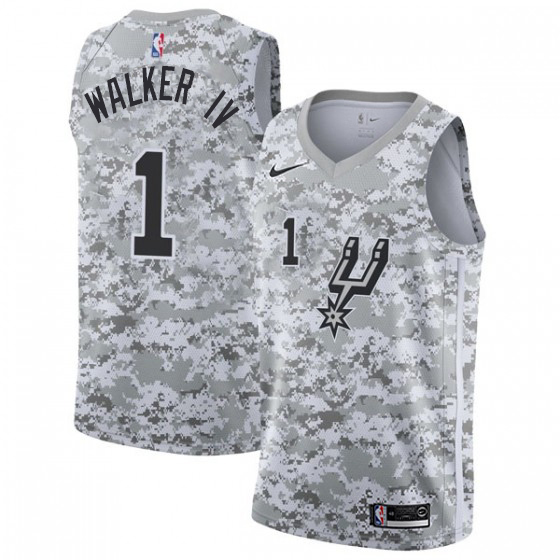 Nike Spurs #1 Lonnie Walker IV White Camo Youth NBA Swingman Earned Edition Jersey