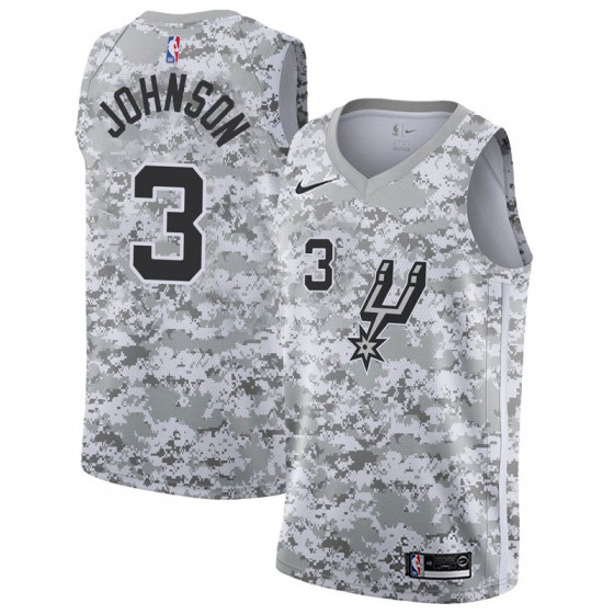 Nike Spurs #3 Keldon Johnson White Camo Youth NBA Swingman Earned Edition Jersey