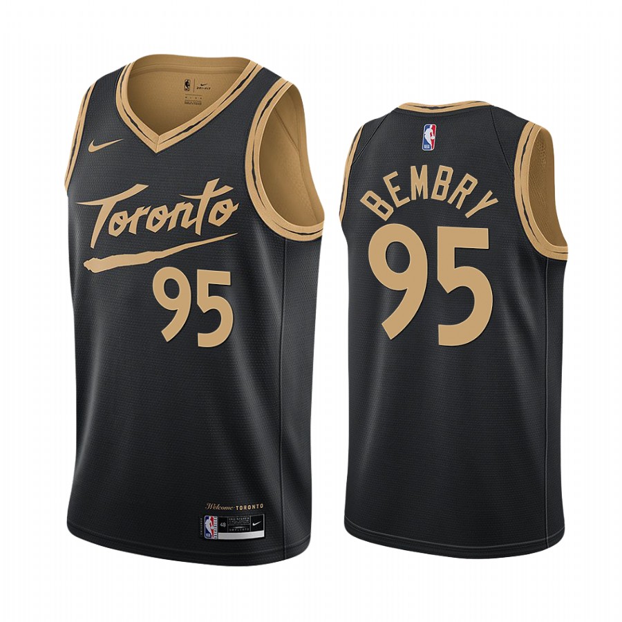 Nike Raptors #95 DeAndre' Bembry Black Youth NBA Swingman 2020-21 City Edition Jersey