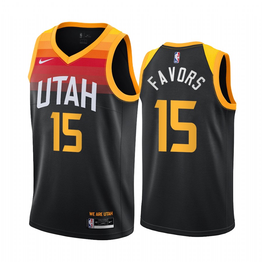 Nike Jazz #15 Derrick Favors Black Youth NBA Swingman 2020-21 City Edition Jersey