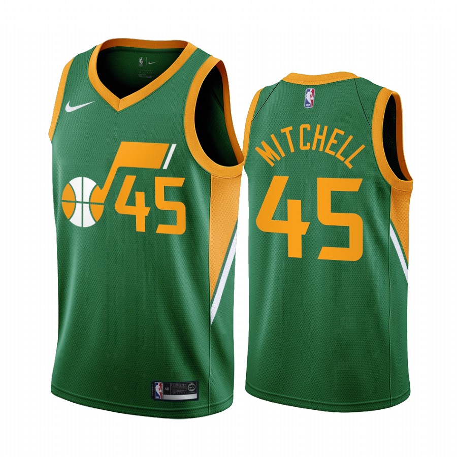 Utah Jazz #45 Donovan Mitchell Green Youth NBA Swingman 2020-21 Earned Edition Jersey