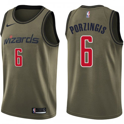 Nike Wizards #6 Kristaps Porzingis Green Youth Salute to Service NBA Swingman Jersey
