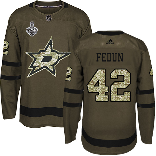Adidas Stars #42 Taylor Fedun Green Salute to Service Youth 2020 Stanley Cup Final Stitched NHL Jersey
