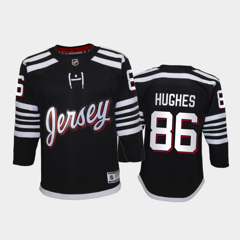 Adidas Devils #86 Jack Hughes Youth 2021-22 Alternate Game NHL Jersey - Black