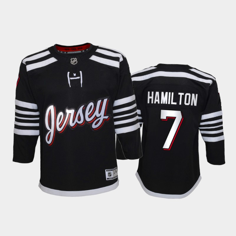 Adidas Devils #7 Dougie Hamilton Youth 2021-22 Alternate Game NHL Jersey - Black