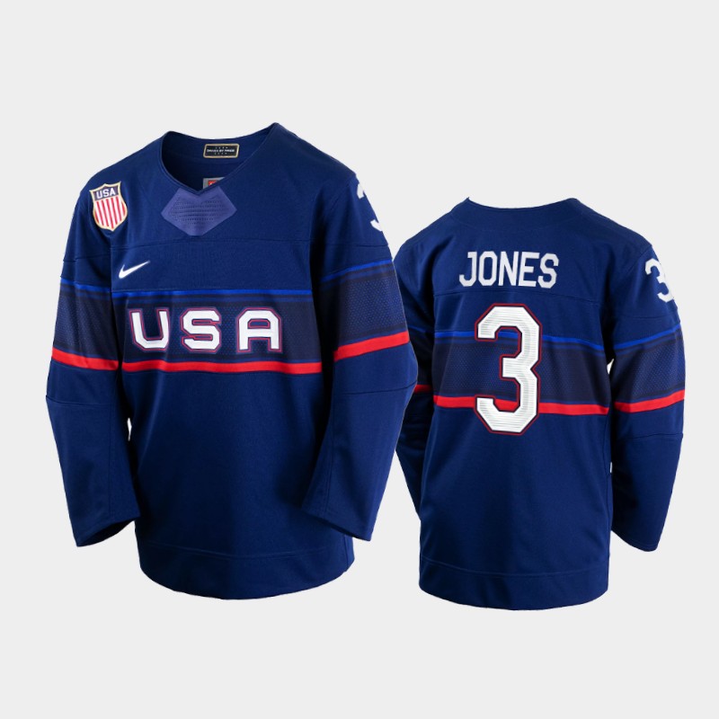 U.S. Men's Hockey #3 Seth Jones Nike Youth Beijing 2022 Winter Olympics Away Jersey - Navy