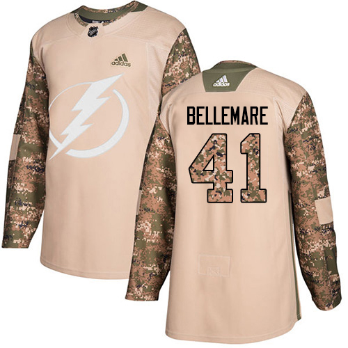 Adidas Lightning #41 Pierre-Edouard Bellemare Camo Authentic 2017 Veterans Day Stitched Youth NHL Jersey