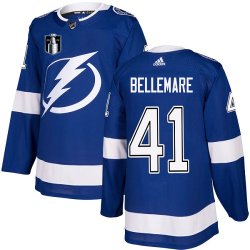 Adidas Lightning #41 Pierre-Edouard Bellemare Blue 2022 Stanley Cup Final Patch Home Authentic Stitched Youth NHL Jersey