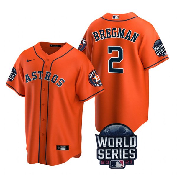 Houston Astros #2 Alex Bregman Youth Nike 150th Anniversary 2021 World Series Authentic MLB Jersey - Orange
