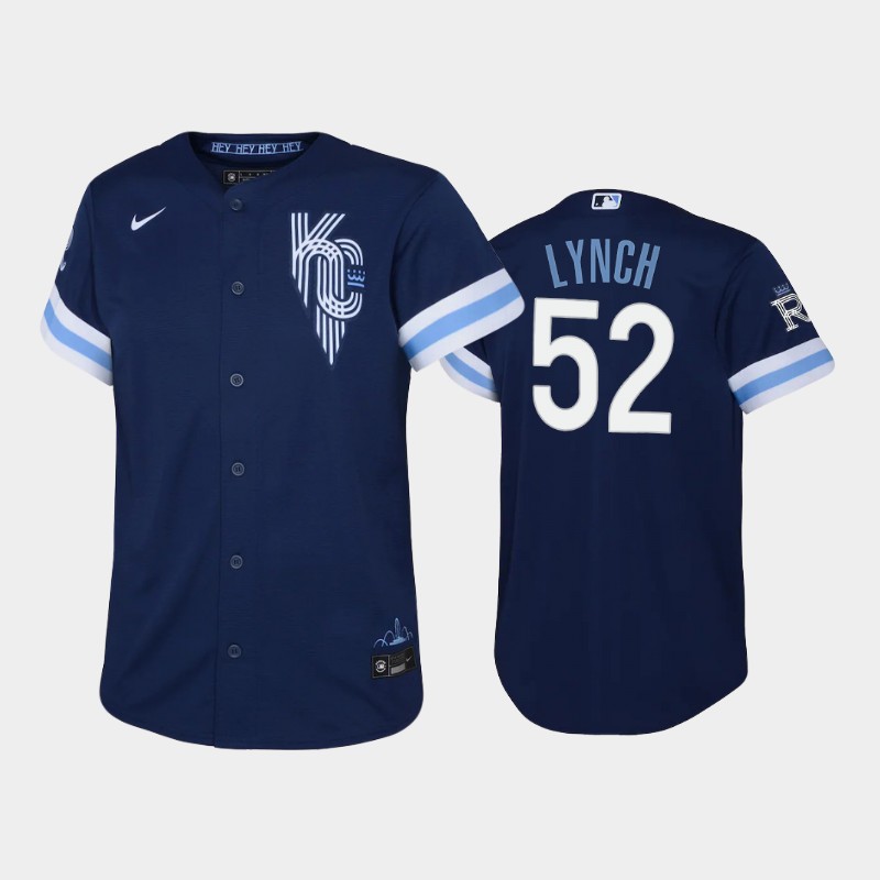 Kansas City Royals #52 Daniel Lynch Youth Replica 2022 City Connect Navy Jersey