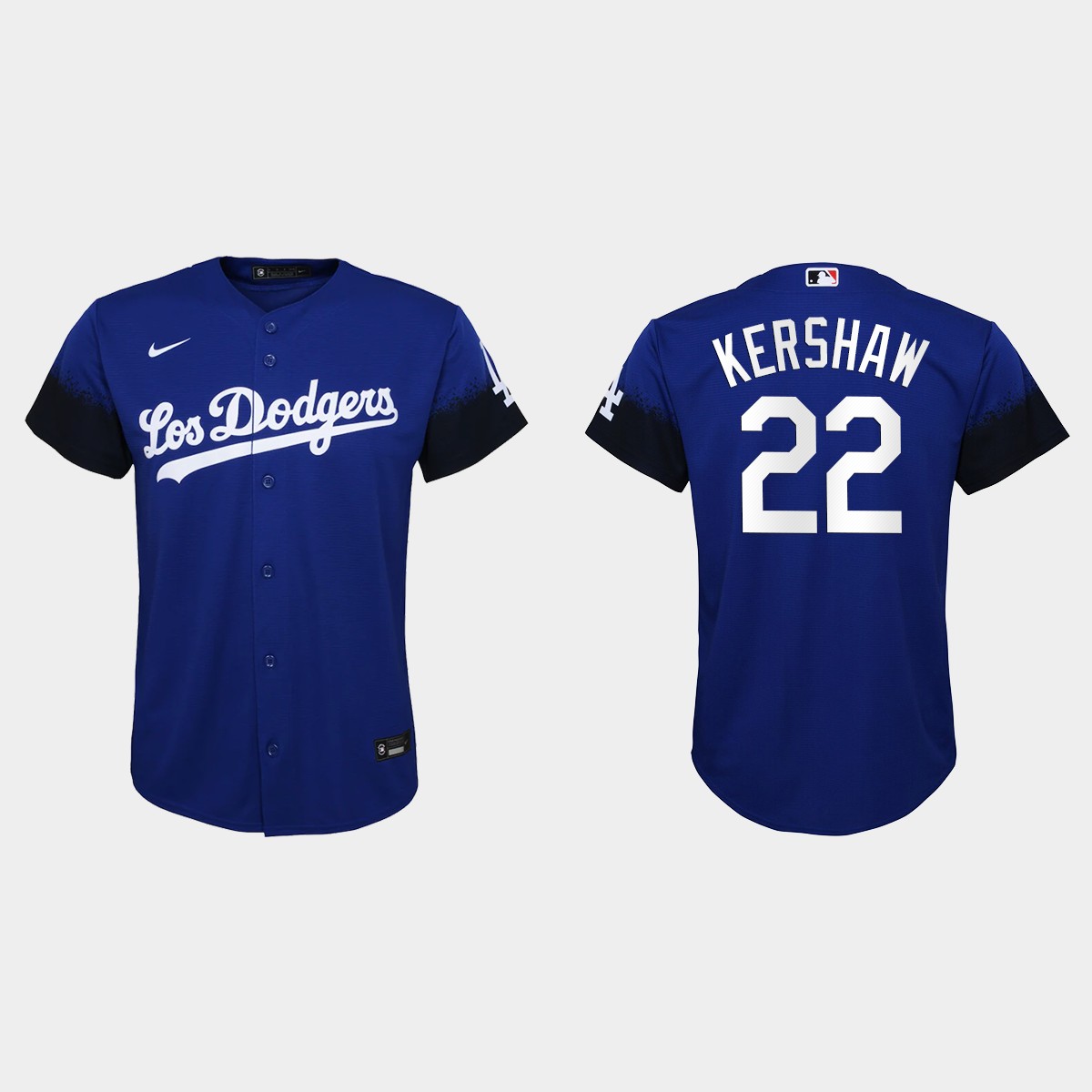 Los Angeles Dodgers #22 Clayton Kershaw Nike Youth 2021 City Connect MLB Jersey Royal