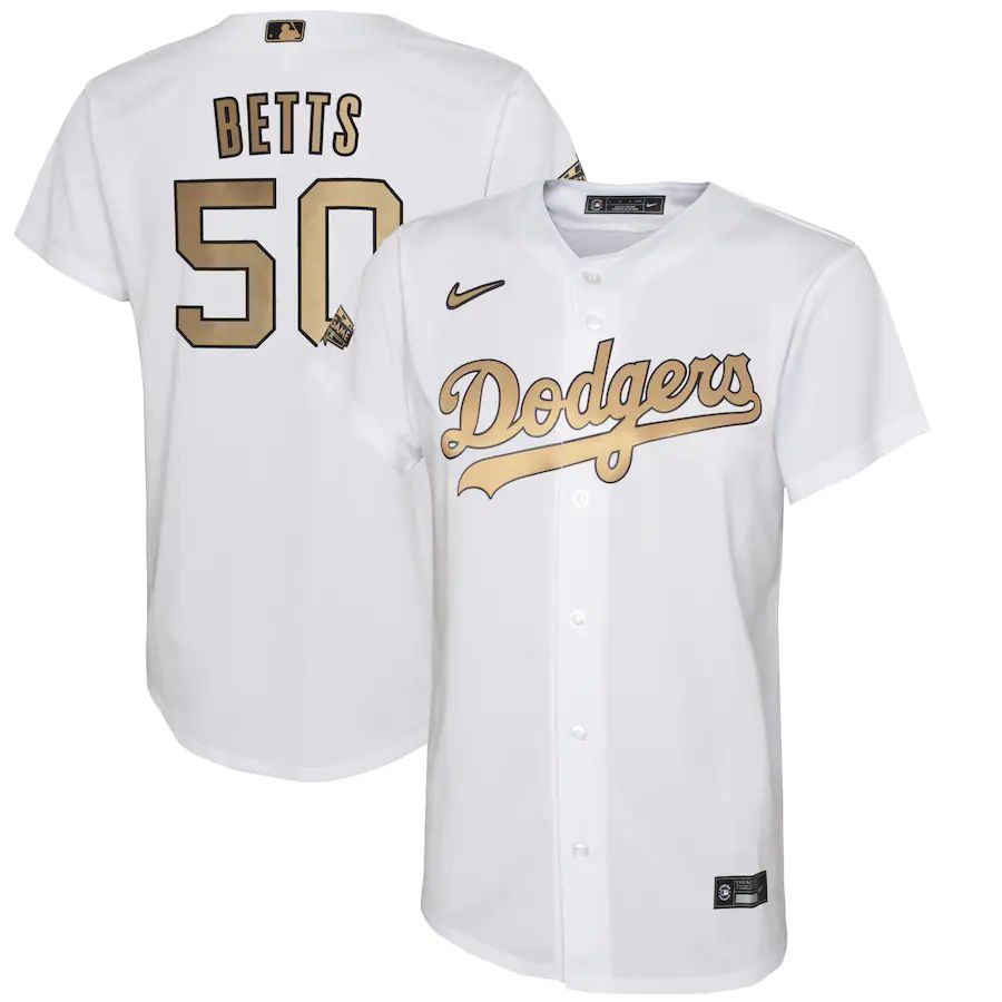 Los Angeles Dodgers #50 Mookie Betts Youth Nike White 2022 MLB All-Star Game Replica Player Jersey