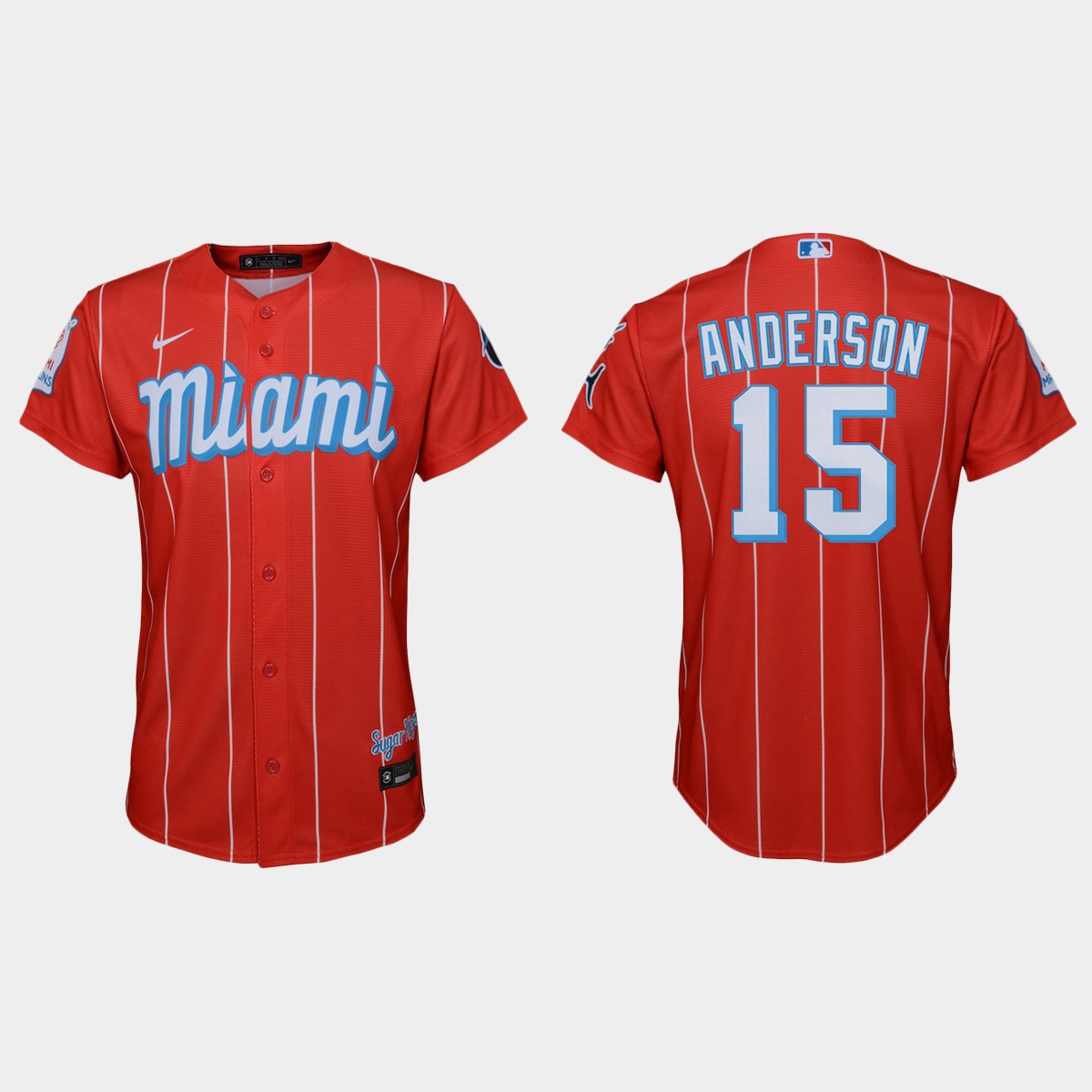 Miami Marlins #15 Brian Anderson Youth Nike 2021 City Connect Authentic MLB Jersey Red