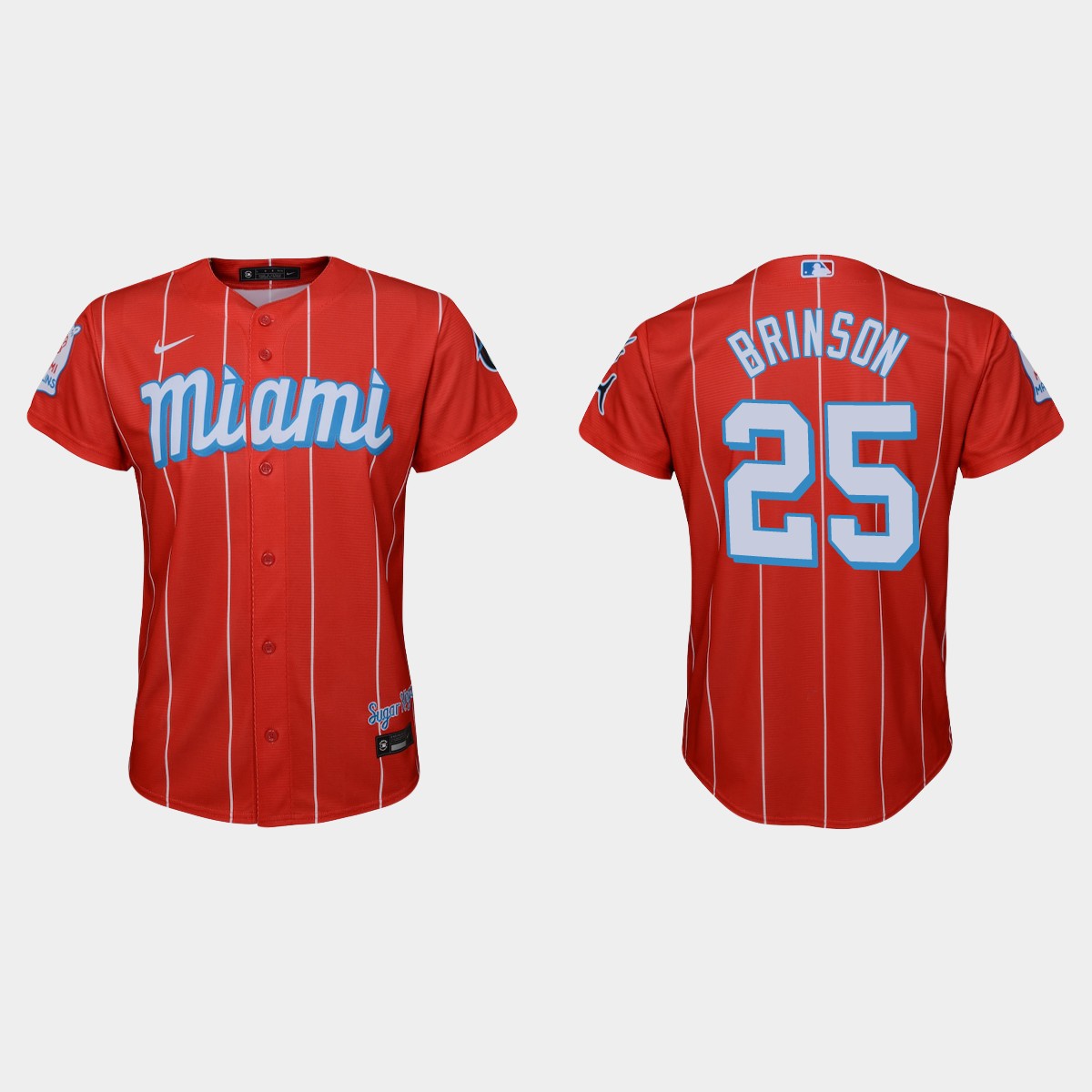 Miami Marlins #25 Lewis Brinson Youth Nike 2021 City Connect Authentic MLB Jersey Red