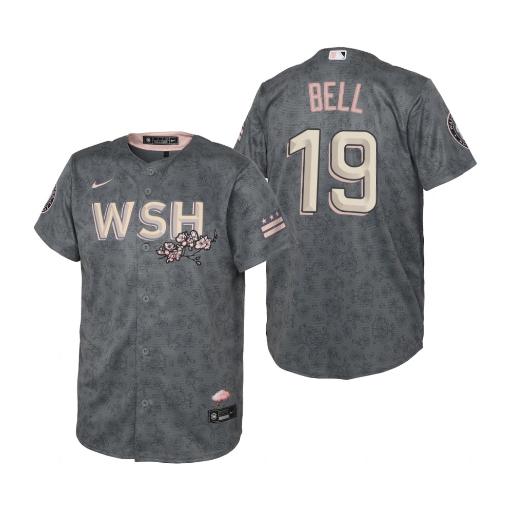 Washington Nationals #19 Josh Bell Youth Nike Gray 2022 City Connect Replica Jersey