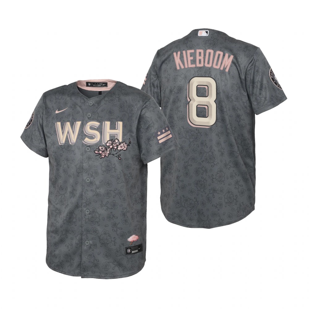 Washington Nationals #8 Carter Kieboom Youth Nike Gray 2022 City Connect Replica Jersey