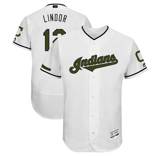 Guardians #12 Francisco Lindor White Flexbase Authentic Collection 2018 Memorial Day Stitched MLB Jersey