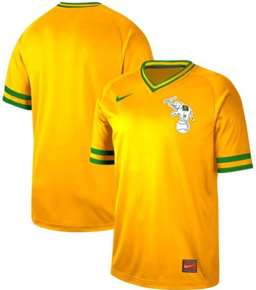 Nike Athletics Blank Yellow Authentic Cooperstown Collection Stitched MLB Jersey