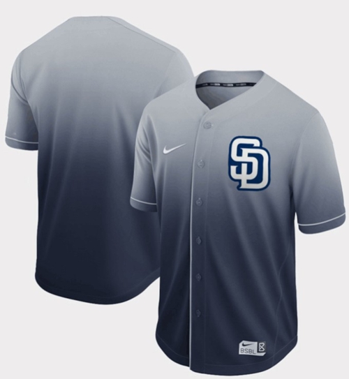 Nike Padres Blank Navy Fade Authentic Stitched MLB Jersey