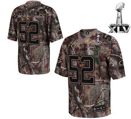Packers #52 Clay Matthews Camouflage Realtree Super Bowl XLV Embroidered NFL Jersey