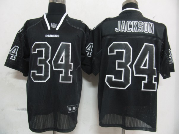 Raiders #34 Bo Jackson Lights Out Black Stitched NFL Jersey