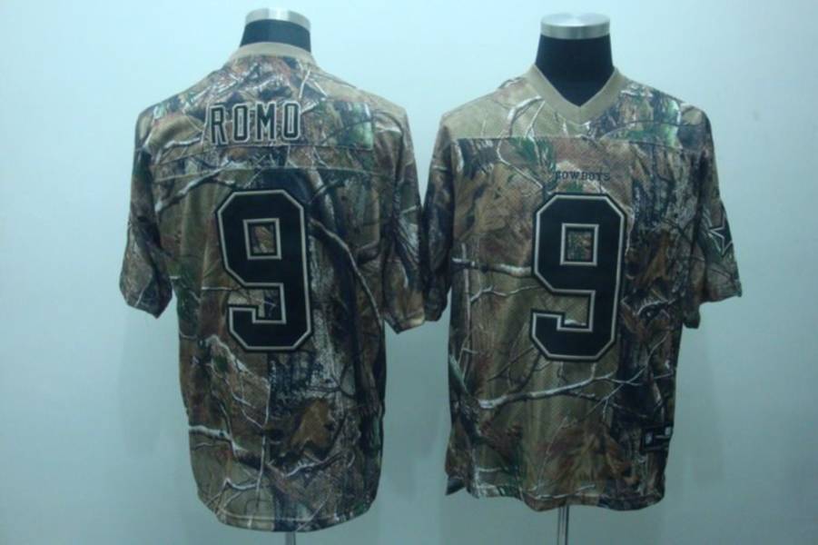 Cowboys #9 Tony Romo Camouflage Realtree Embroidered NFL Jersey