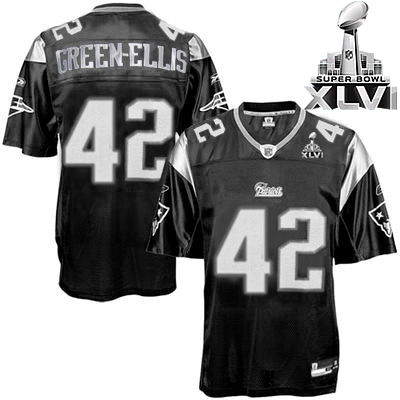 Patriots #42 Green-Ellis Black Shadow Super Bowl XLVI Embroidered NFL Jersey