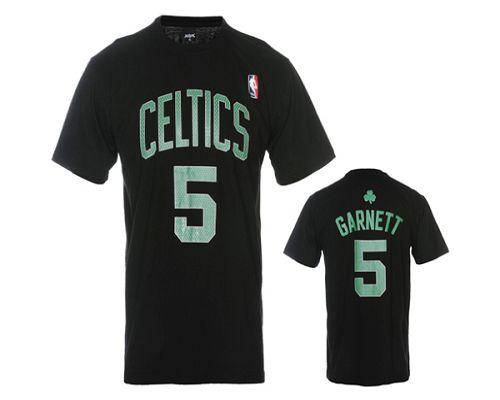 Boston Celtics #5 Kevin Garnett Black NBA T-Shirt