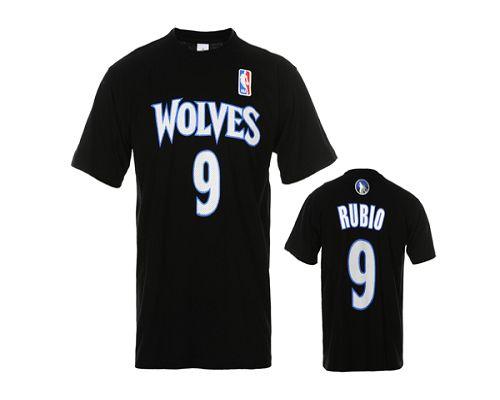 Minnesota Timberwolves #9 Ricky Rubio Black NBA T-Shirt