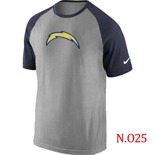 Nike San Diego Chargers Ash Tri Big Play Raglan NFL T-Shirt Grey/Navy