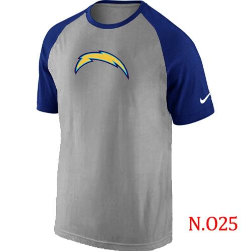 Nike San Diego Chargers Ash Tri Big Play Raglan NFL T-Shirt Grey/Blue
