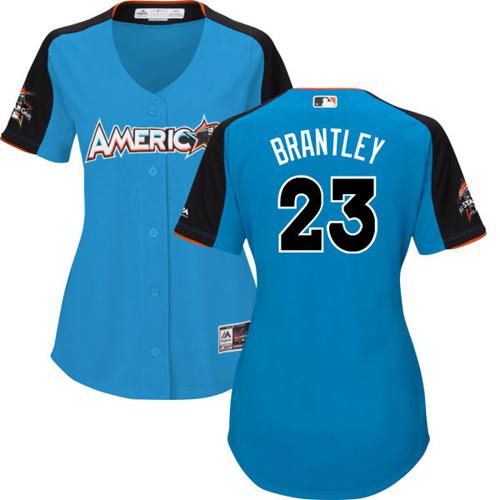 Guardians #23 Michael Brantley Blue 2017 All-Star American League Women's Stitched MLB Jersey