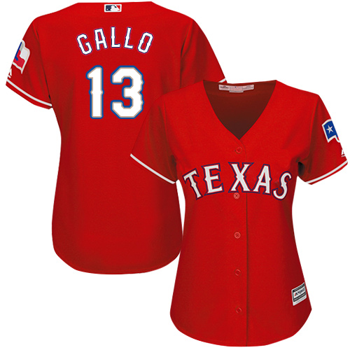 Rangers #13 Joey Gallo Red Alternate Women's Stitched MLB Jersey