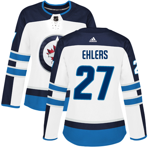 Adidas Jets #27 Nikolaj Ehlers White Road Authentic Women's Stitched NHL Jersey